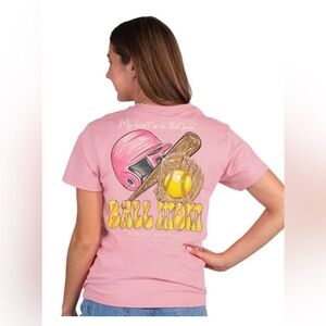 Simply Southern Softball Mom Cotton TShirt Pink Size Small